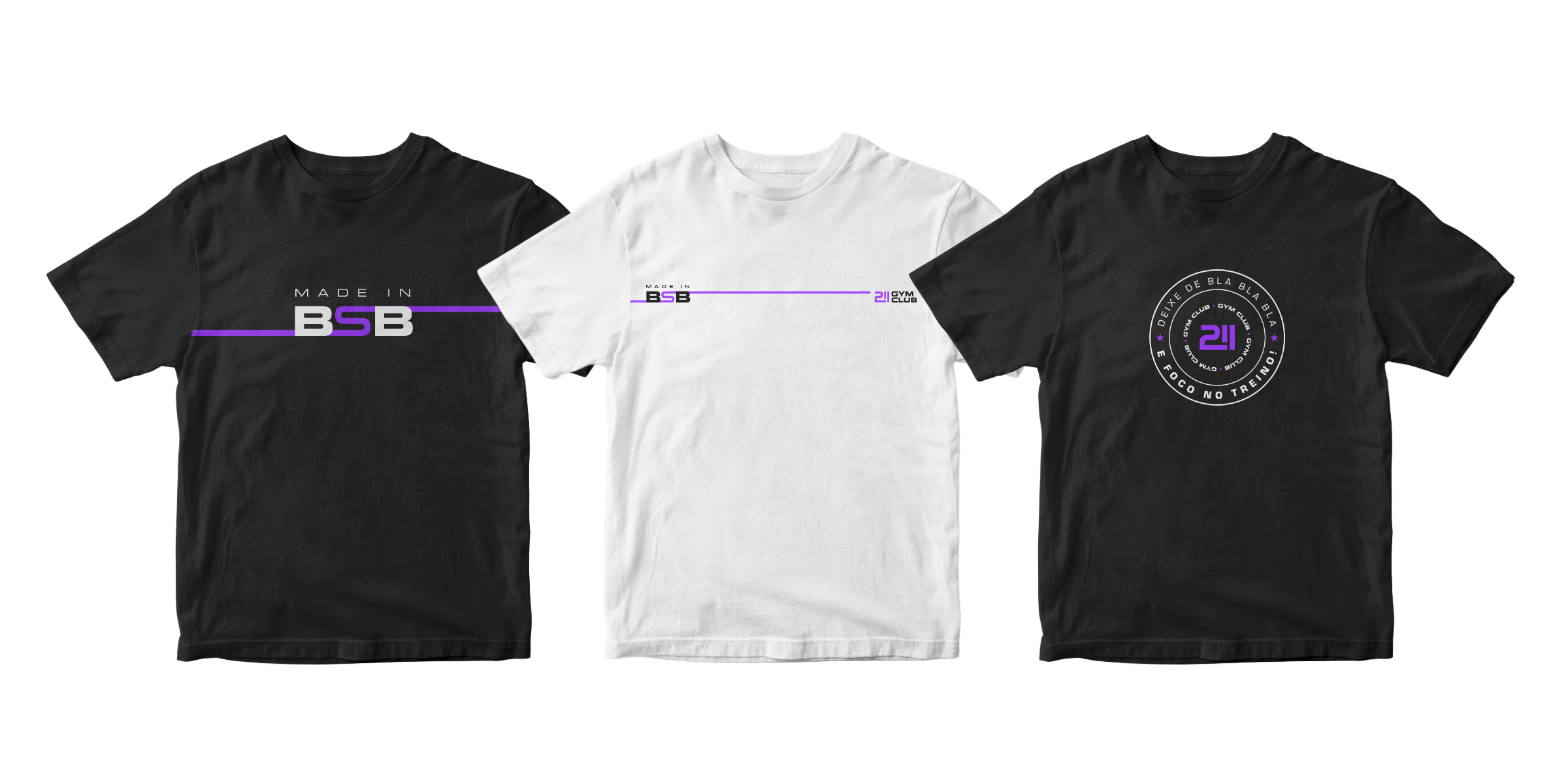 Identidade 211 Gym Club aplicada em camisetas