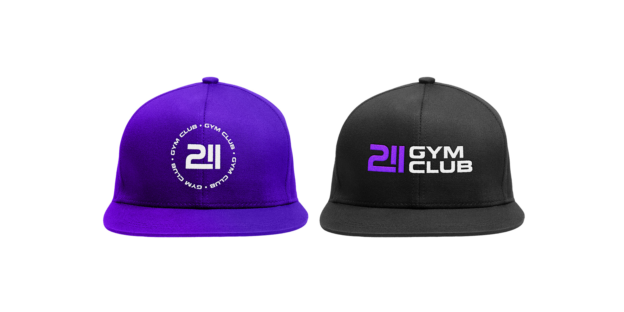 Identidade 211 Gym Club aplicada em bonés
