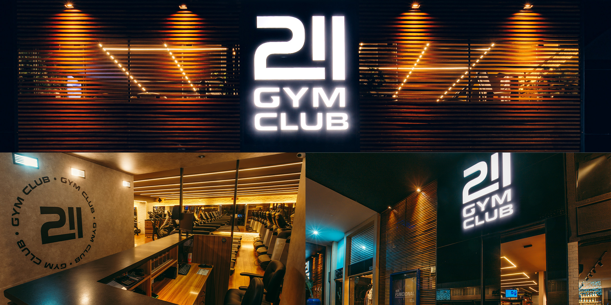 Identidade 211 Gym Club aplicada na fachada