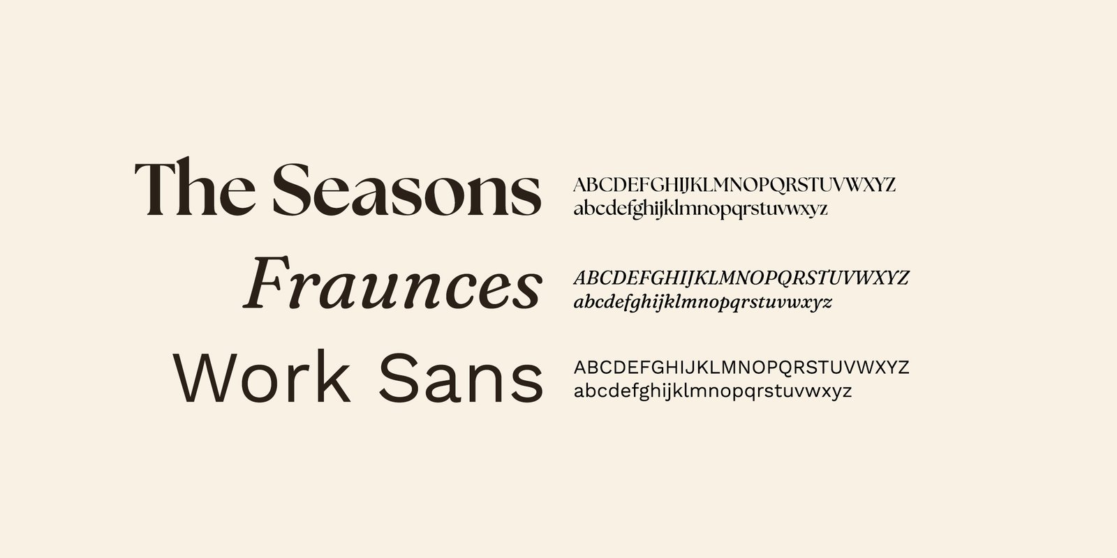 Tipografias The Seasons, Fraunces e Work Sans