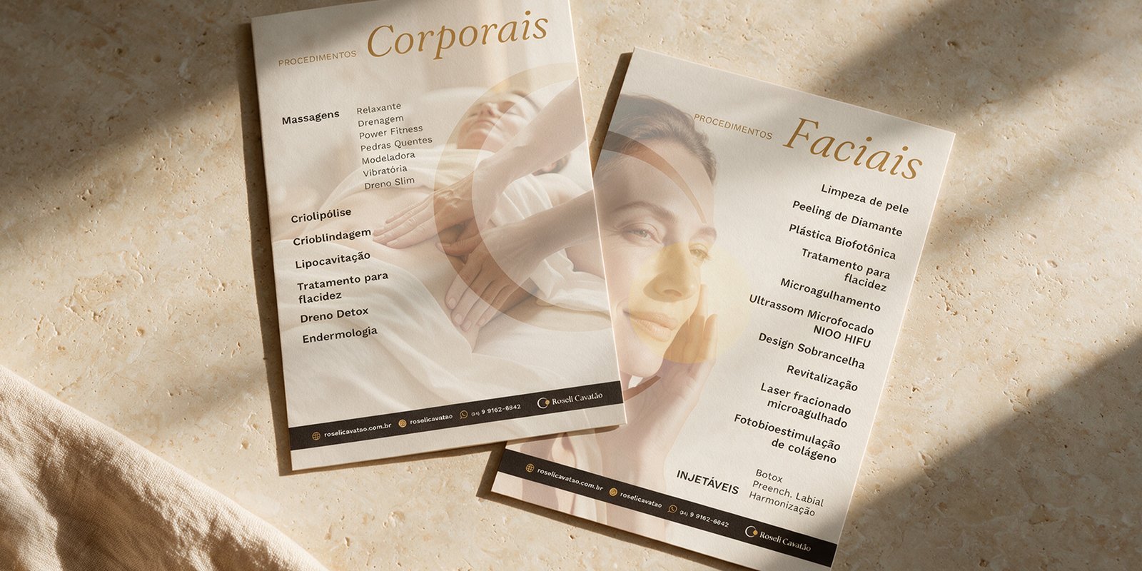 Flyers de procedimentos faciais e corporais